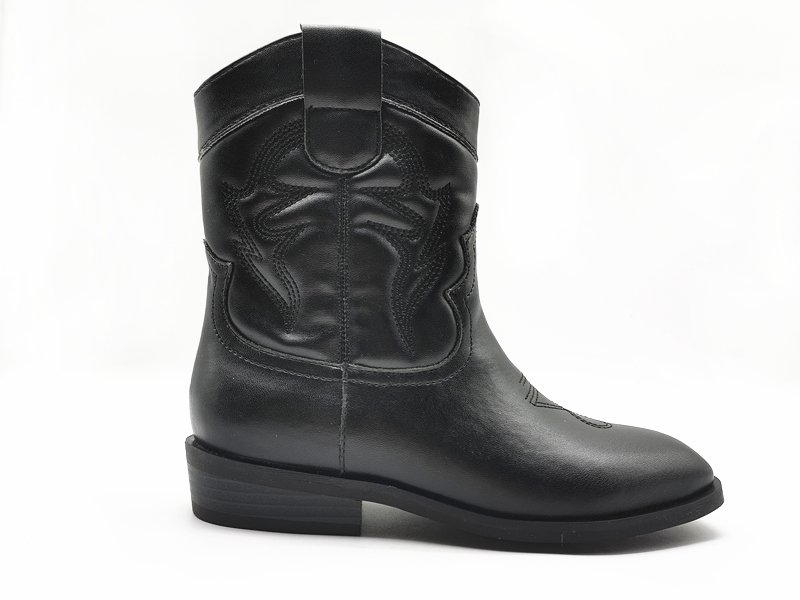 Kids' Black Leather Cowboy Boots
