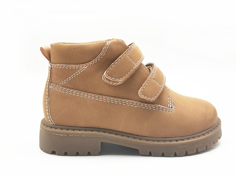 Kids' Tan Hook - and - Loop Ankle Boots