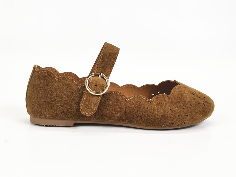 Girls' Brown Suede Mary Jane Flats