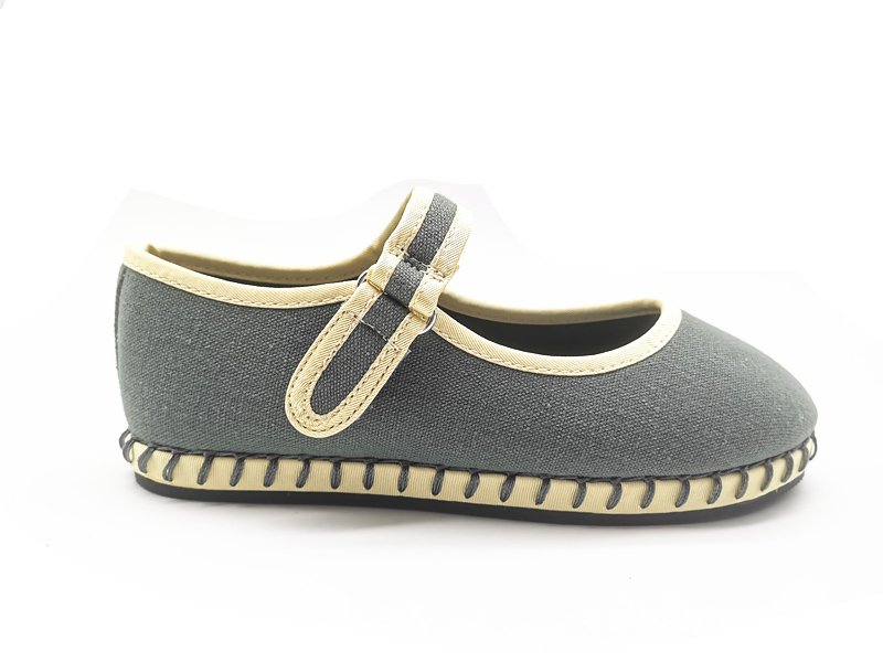 Kids' Grey Canvas Mary Jane Flats