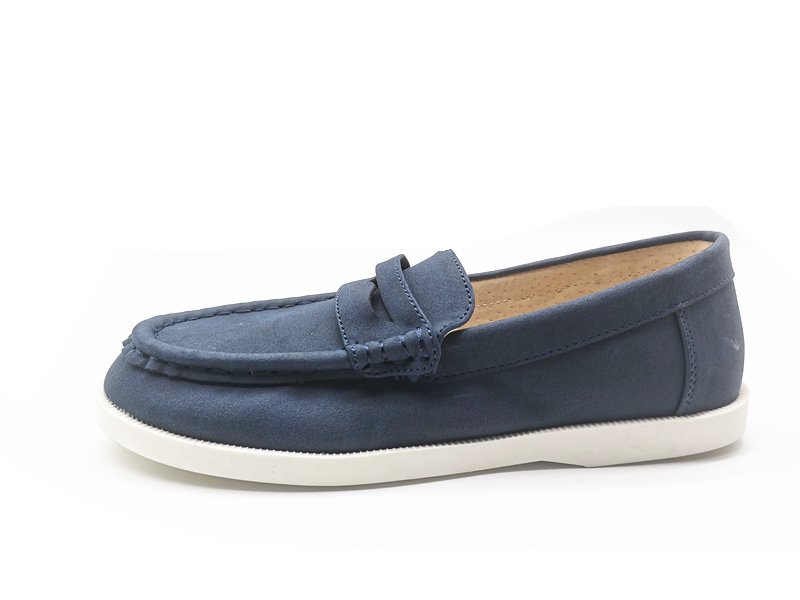 Kids' Navy Blue Leather Loafers