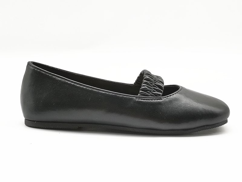 Girls' Black Leather Ballet Flats