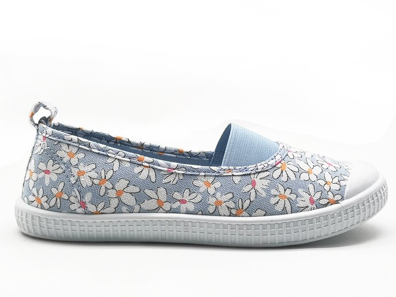 Girls' Light Blue Daisy - Print Slip - On Sneakers