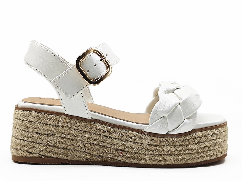 Girls' White Braided Strap Espadrille Sandals