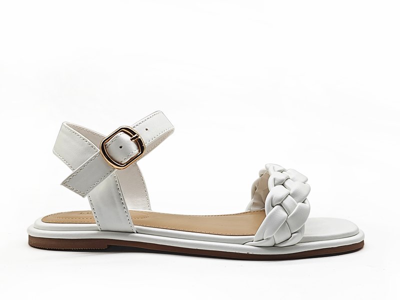 Girls' White Braided Toe Sandals