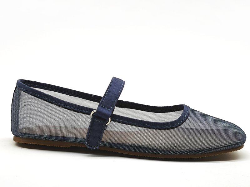 Girls' Navy Blue Mesh Mary Jane Flats