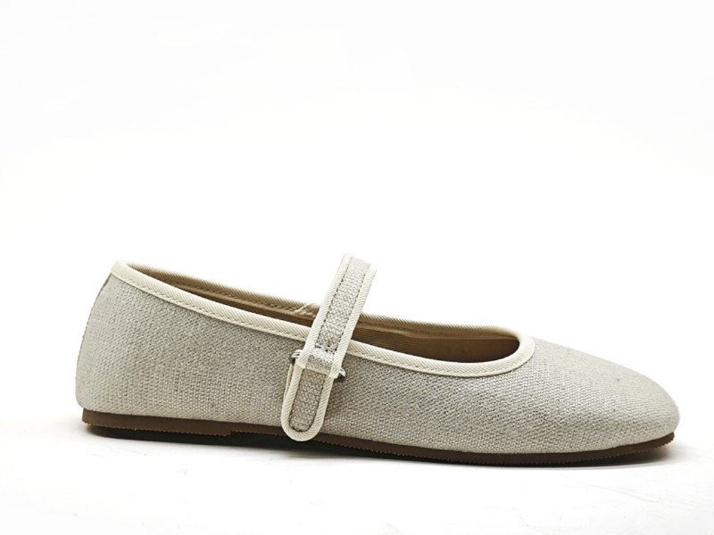 Girls' Soft Gray Linen Flats