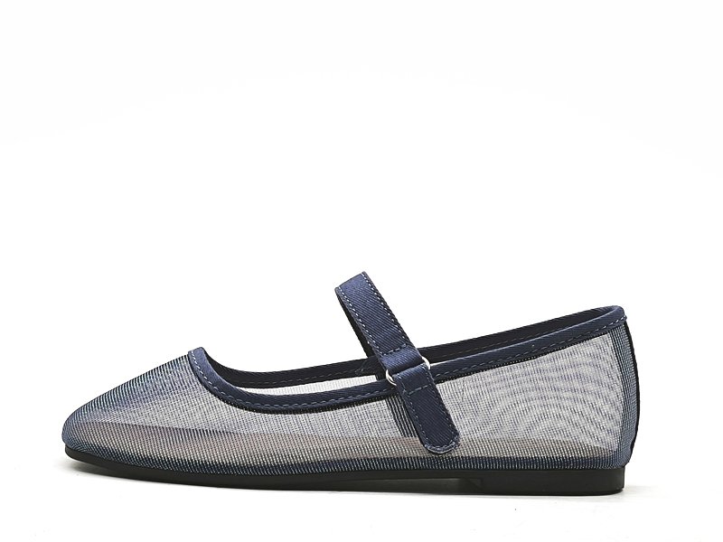 Girls' Navy Mesh Mary Jane Flats