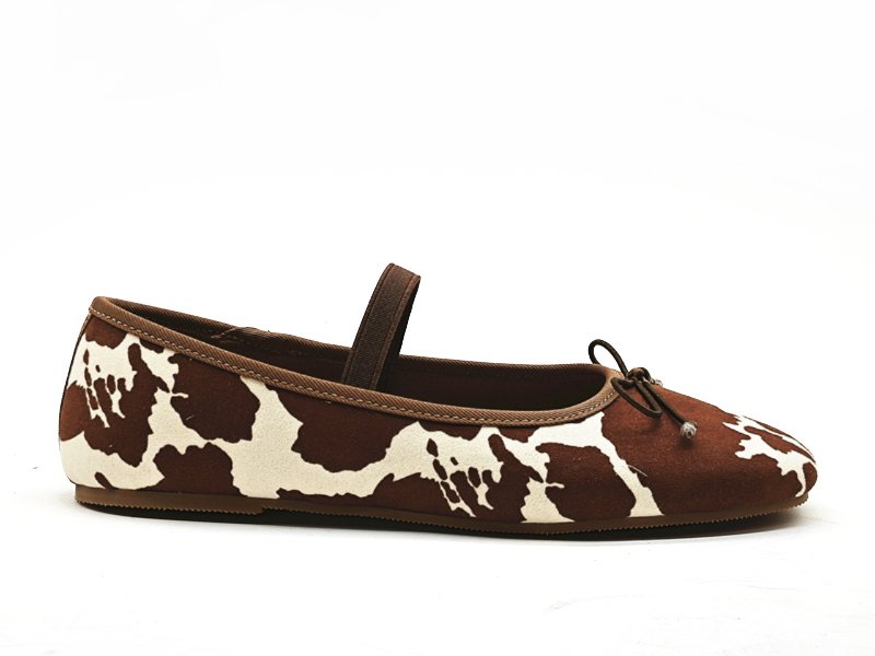 Girls' Cow Print Mary Jane Flats