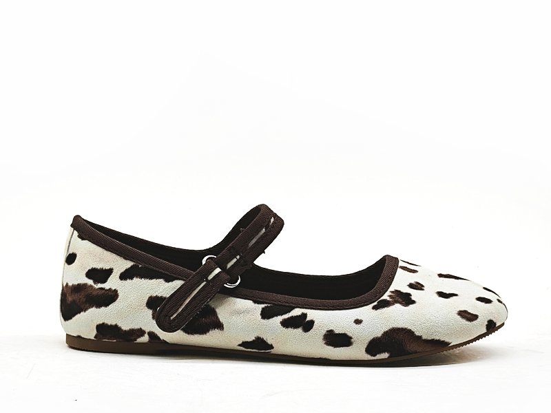 Girls' Cow Print Mary Jane Flats