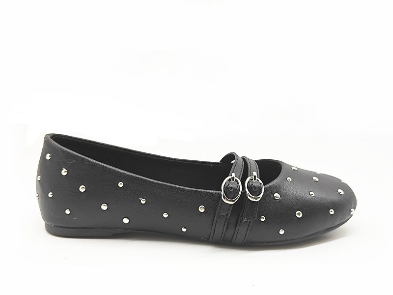 Girls' Black Rhinestone - Studded Ballet Flats