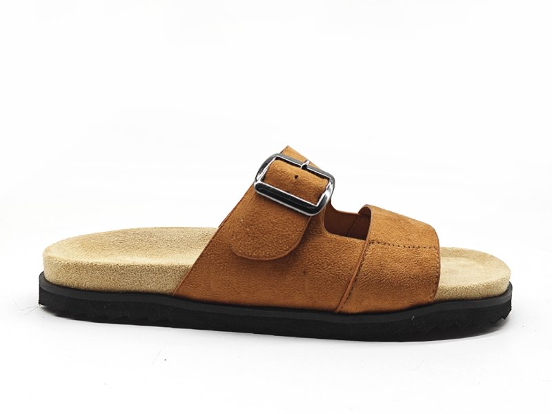 Kids' Tan Double - Strap Buckle Slide Sandals