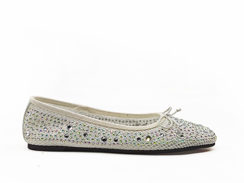 Girls' Ivory Rhinestone - Embellished Ballet Flats