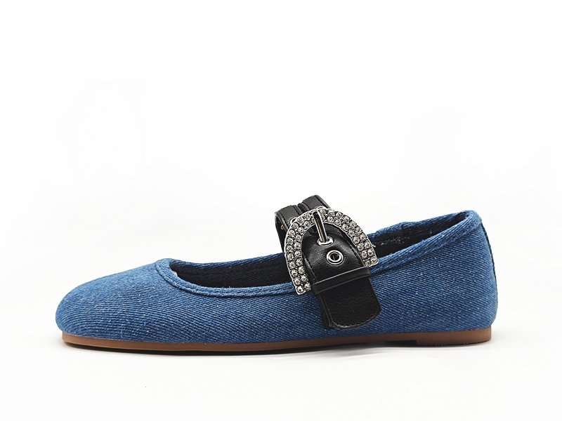 Girls' Blue Denim Mary Jane Flats