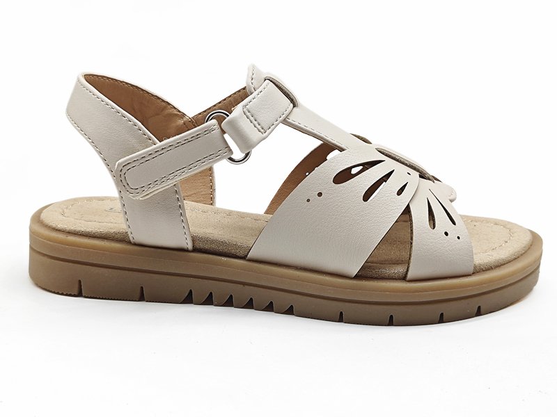 Kids' Beige Leather Open - Toe Sandals