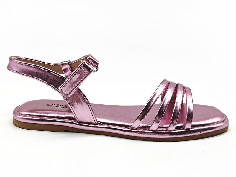 Girls' Pink Metallic Strappy Sandals