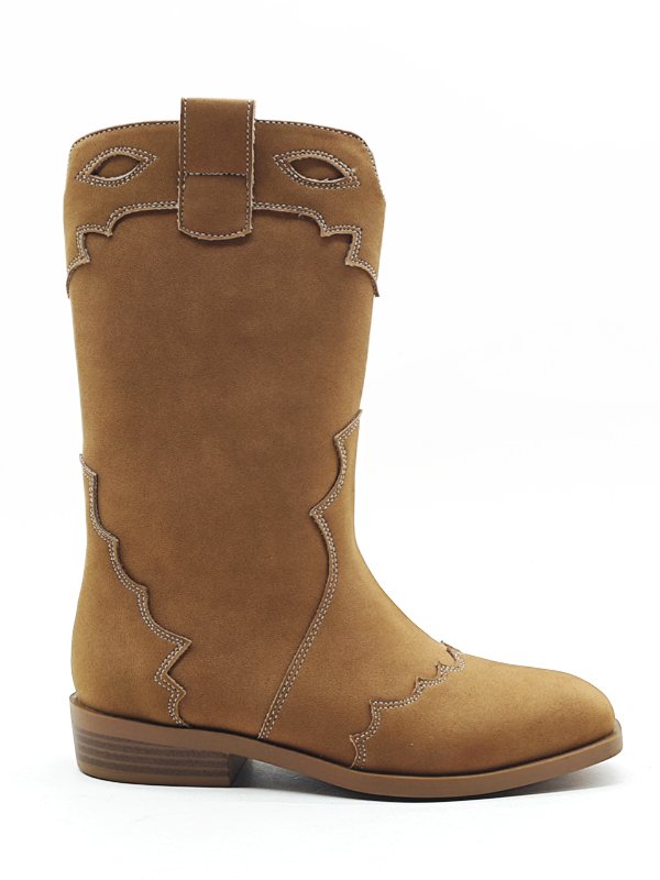 Kids' Tan Suede Cowboy Boots