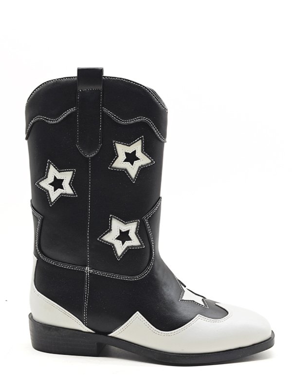 Kids' Black & White Cowboy Boots