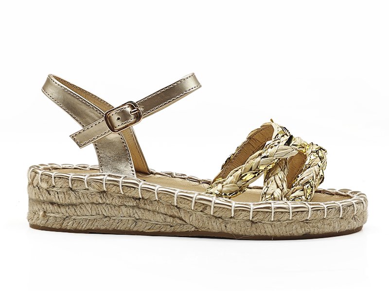 Metallic Braided Espadrille Sandals
