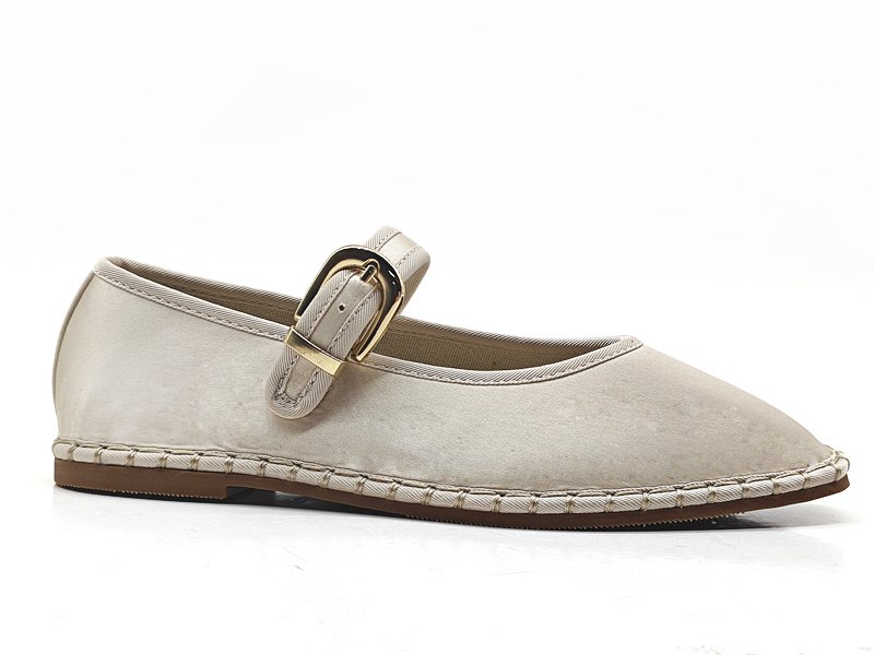 Beige Suede Mary Jane Flats