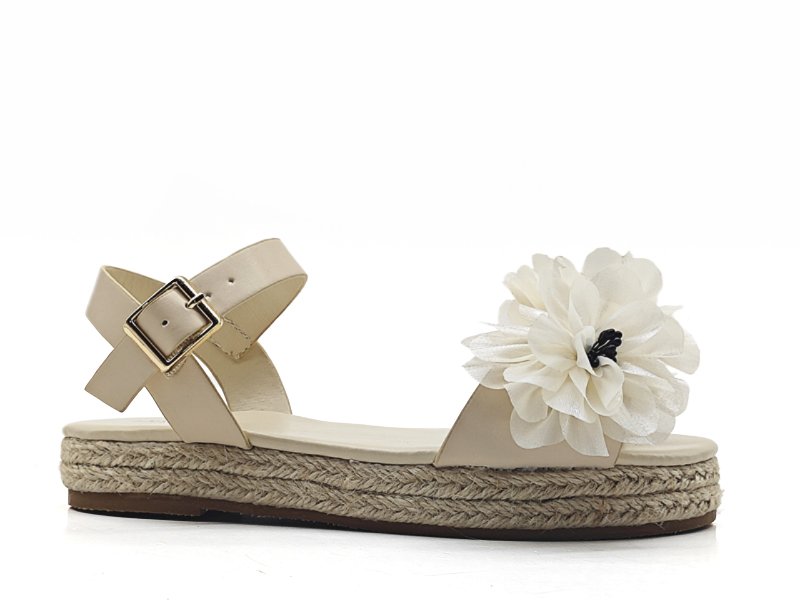 Beige Strappy Sandals with Playful Flower Detail