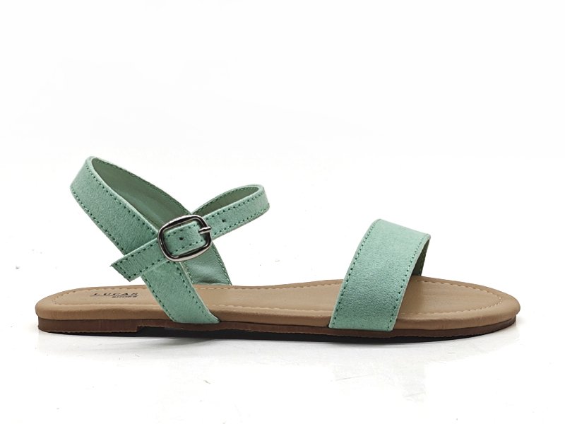 Mint Green Double - Strap Buckle Sandals