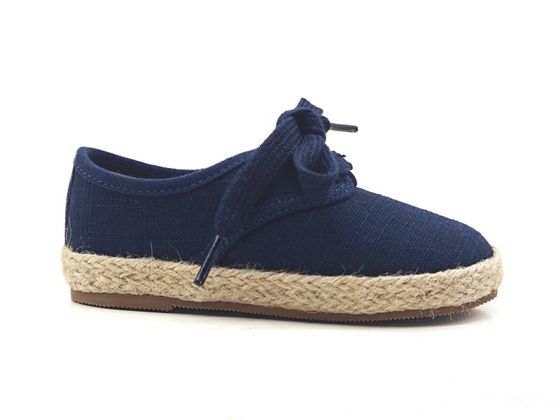 Navy Blue Canvas Espadrille Lace