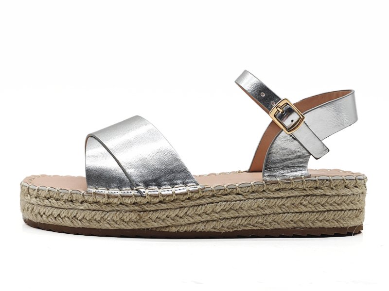 Silver Espadrille Platform Sandals