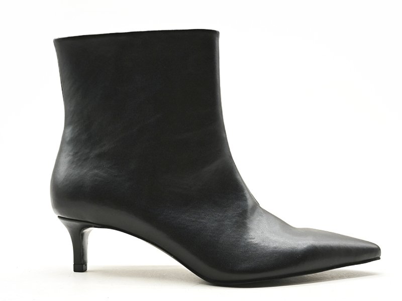 Women's Black Leather Pointed - Toe Stiletto Ankle Boots
