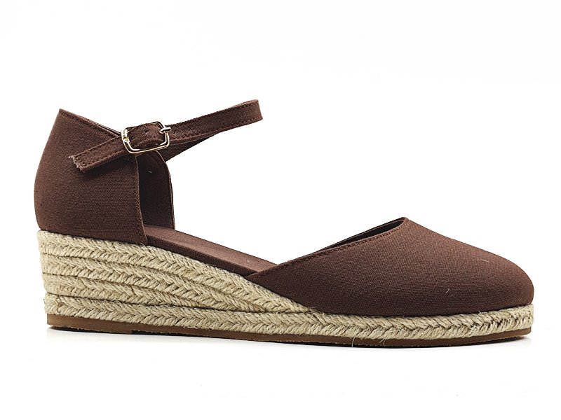 Brown Ankle - Strap Espadrille Wedges