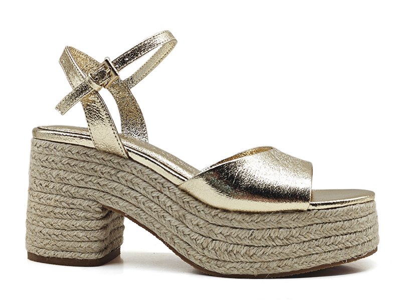 Gold Metallic Raffia Platform Sandals